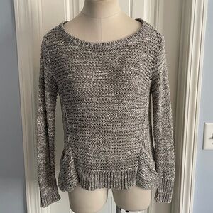 Eileen Fisher Petite XS PP (2 - 4) Open Knit Gray Sweater Pockets Minimalist